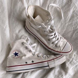 White Converse high tops